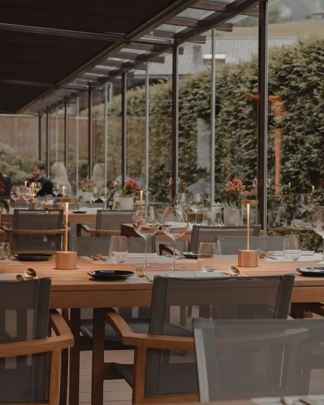Dining terrace at Ultima Hotel Gstaad